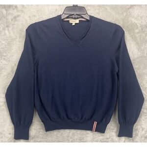 Burberry Sweater Women's‎ XXL Navy Merino Wool V Neck **READ DESCRIPTION**